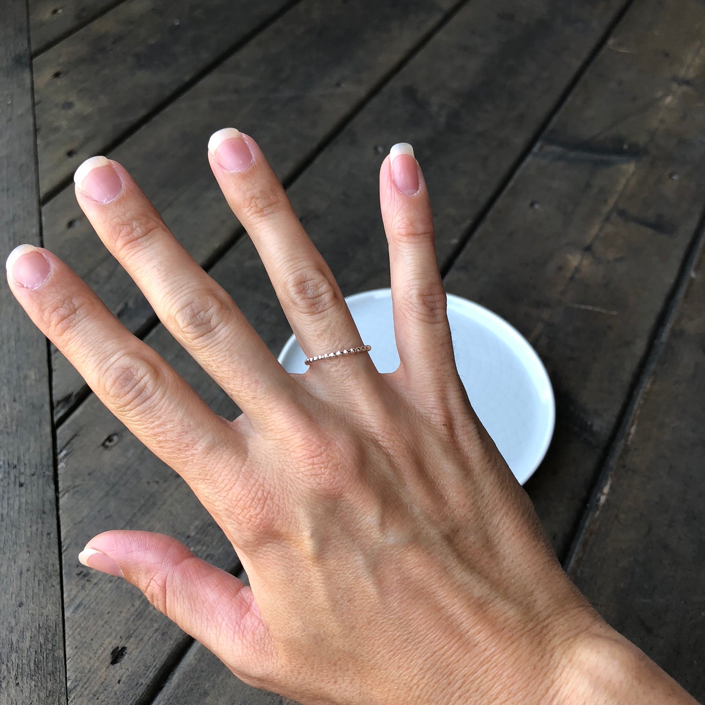 Silver Stacking Ring - Beaded Style