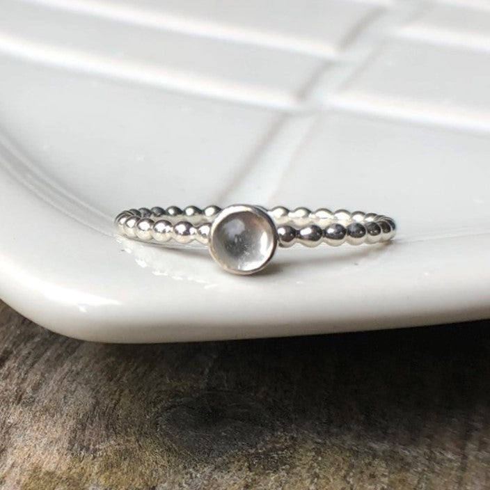 Small Crystal Quartz Silver Ring - Trisha Flanagan