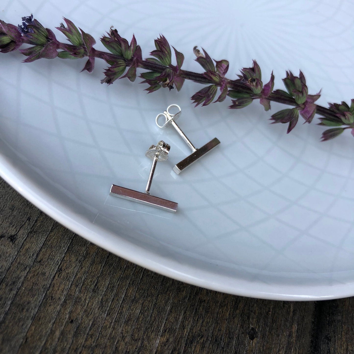 Square Bar Post Earrings top view - Trisha Flanagan