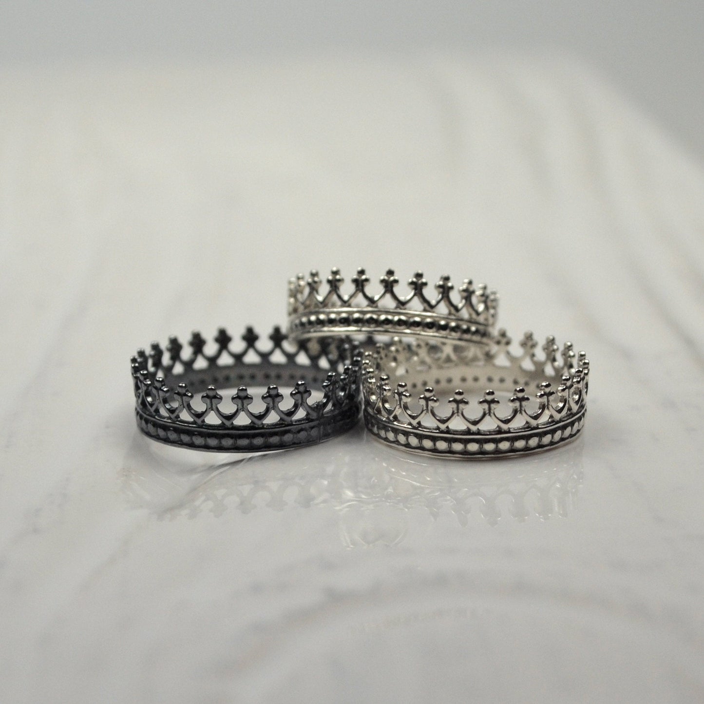 3 Silver Crown Rings - Trisha Flanagan
