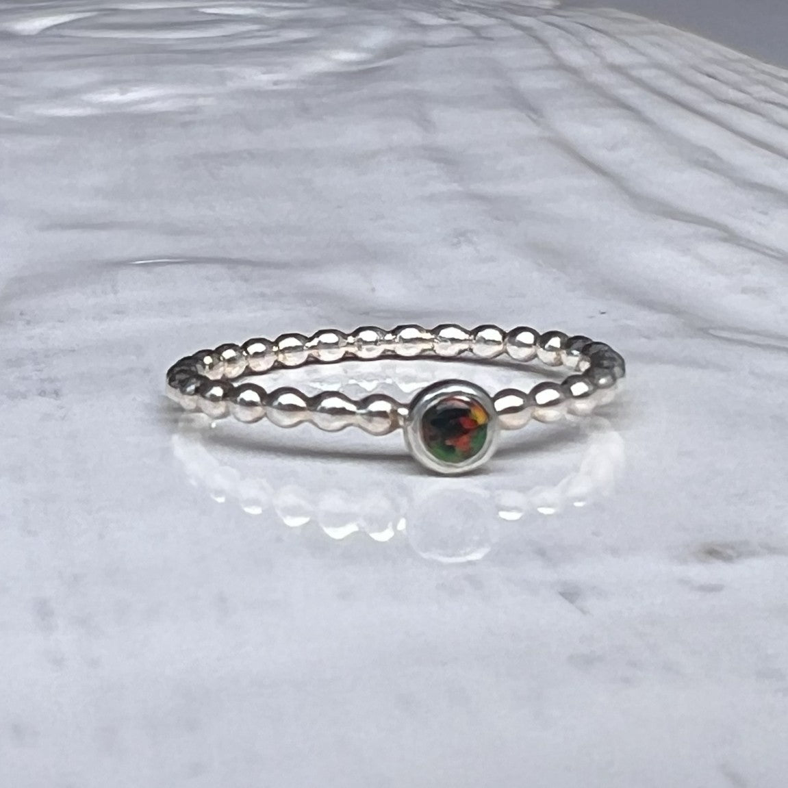 3mm Black Opal Stacking Ring