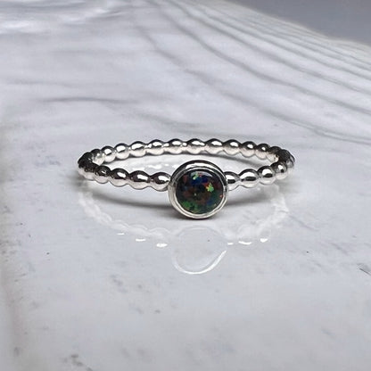 Small Black Opal Stacking Ring