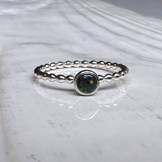 Small Black Opal Stacking Ring