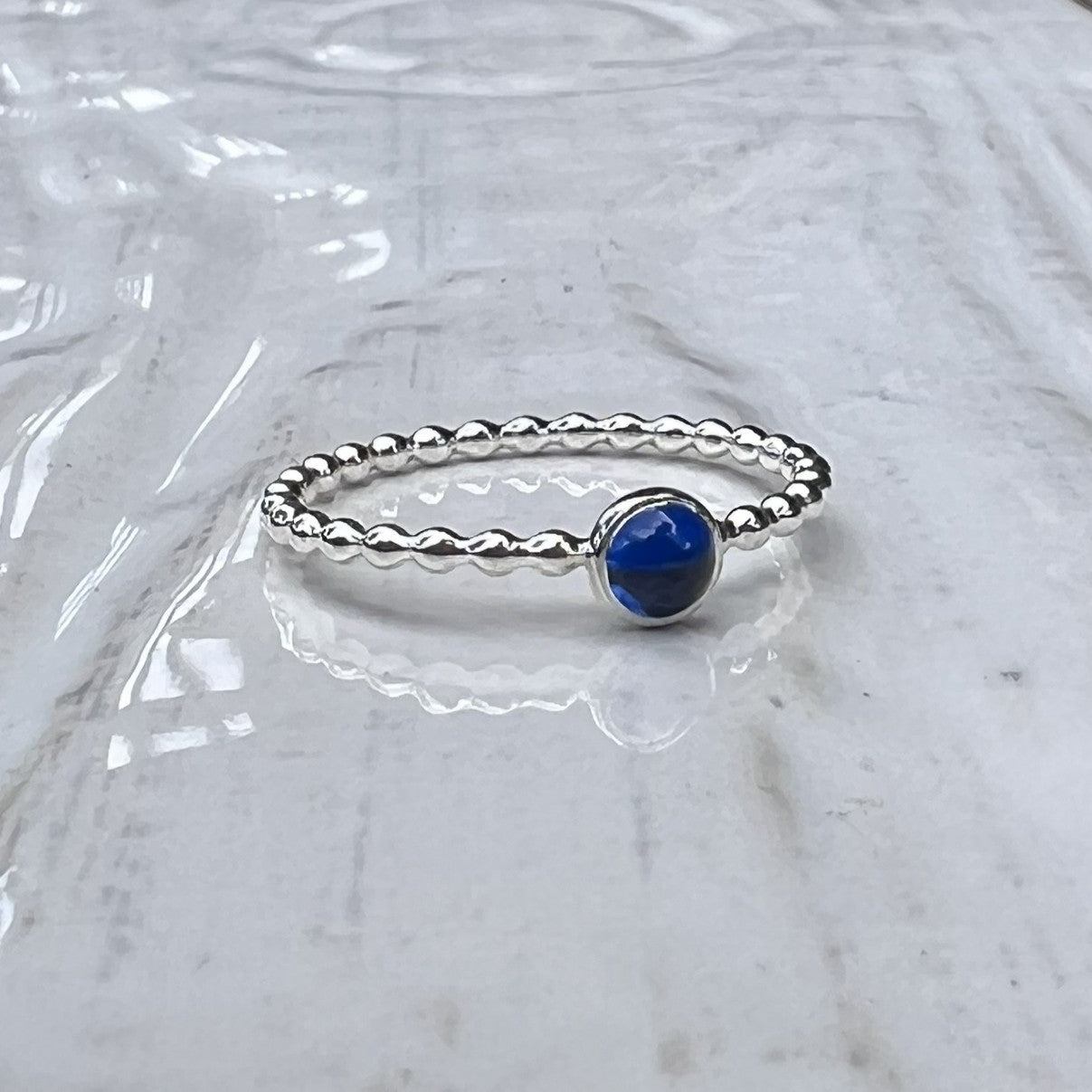 Small Lab Sapphire Ring