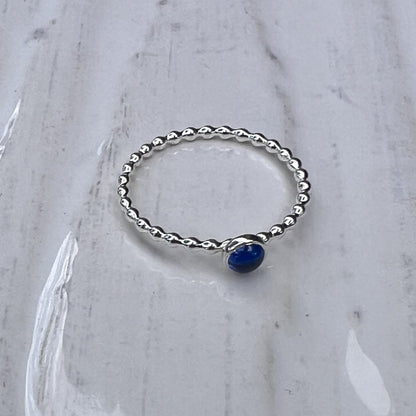 Small Lab Sapphire Ring top view