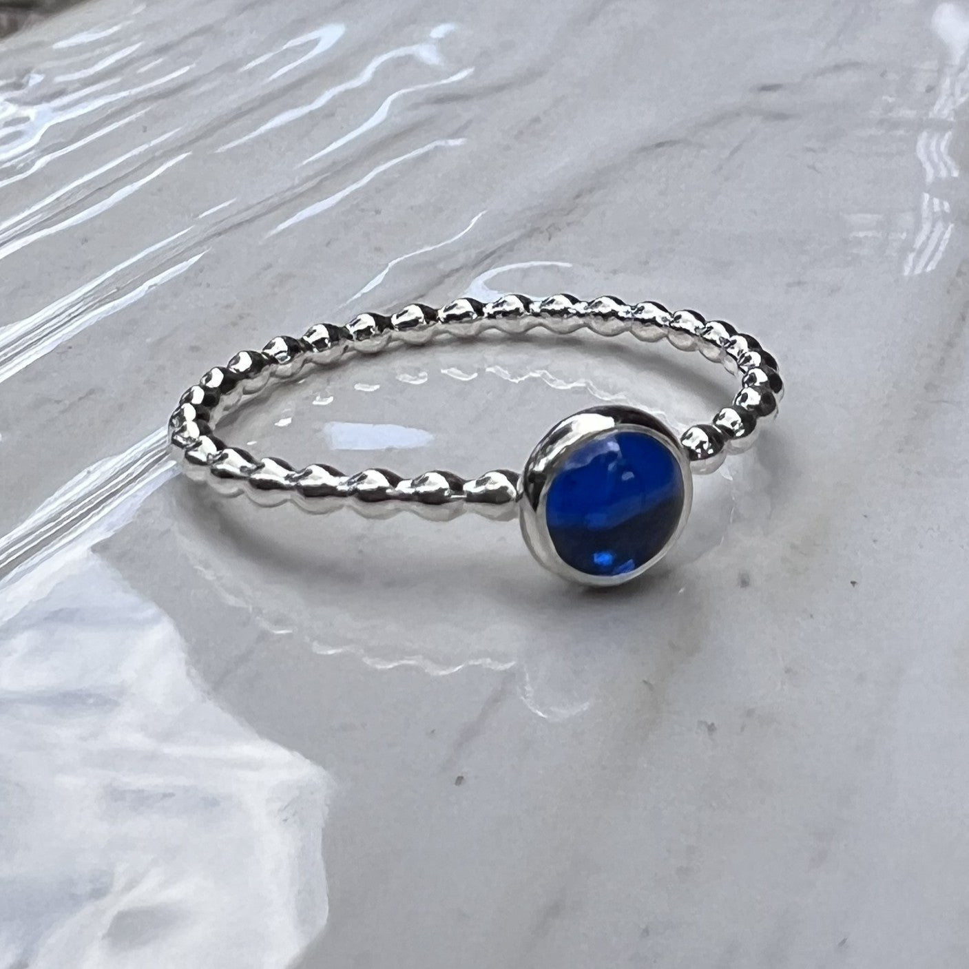 5mm Medium Lab Sapphire Ring
