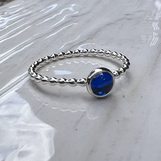 5mm Medium Lab Sapphire Ring