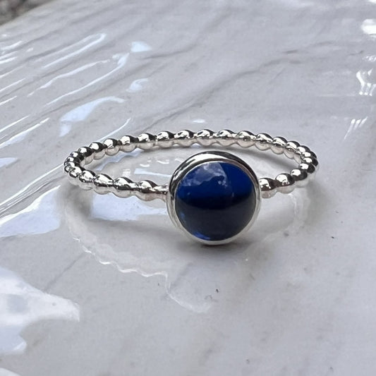 Large Lab-Made Sapphire Stacking Ring