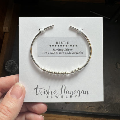 Bestie Morse Code Bracelet on Display Card