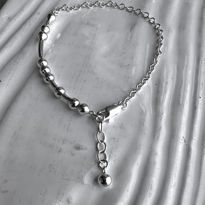Morse Code Chain Bracelet with Half inch extender chain with bauble charm
