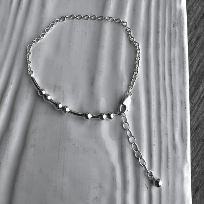 Morse Code Chain Bracelet with an inch extender chain with bauble charm
