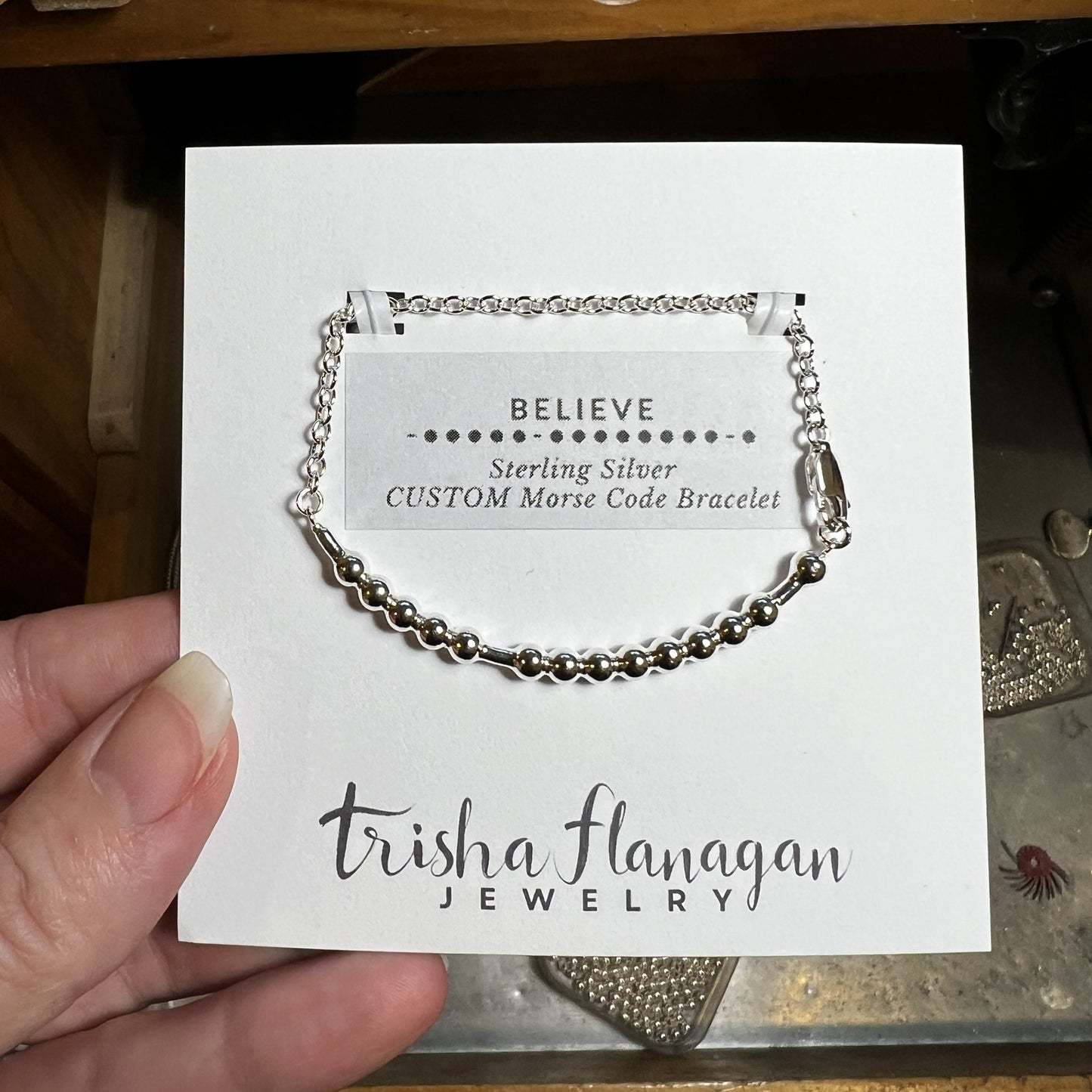 Personalized CUSTOM Word Morse Code Chain Bracelet