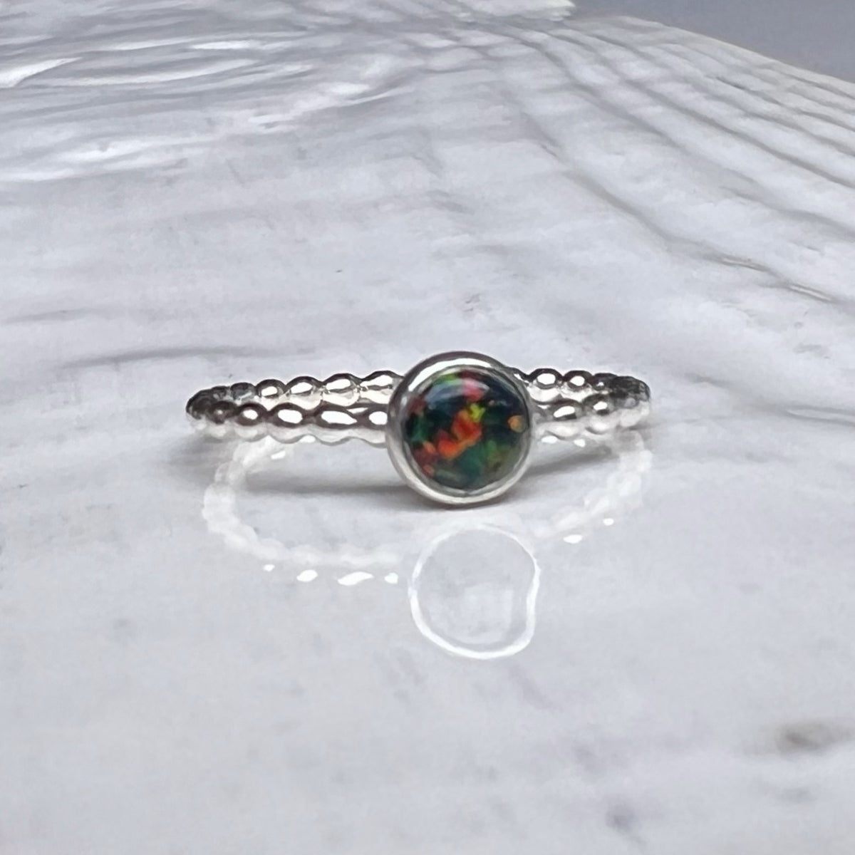 Medium Black Opal Stacking Ring