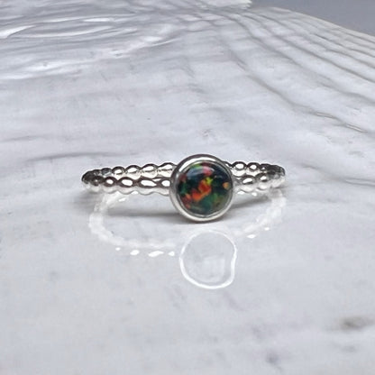 Medium Black Opal Stacking Ring