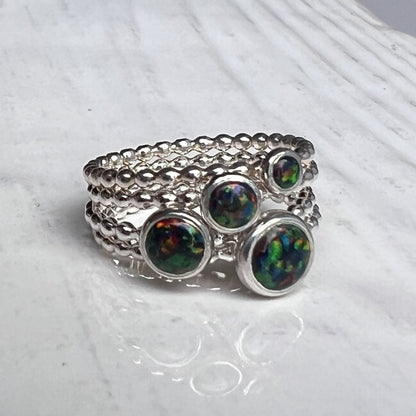 Black Opal Stacking Rings