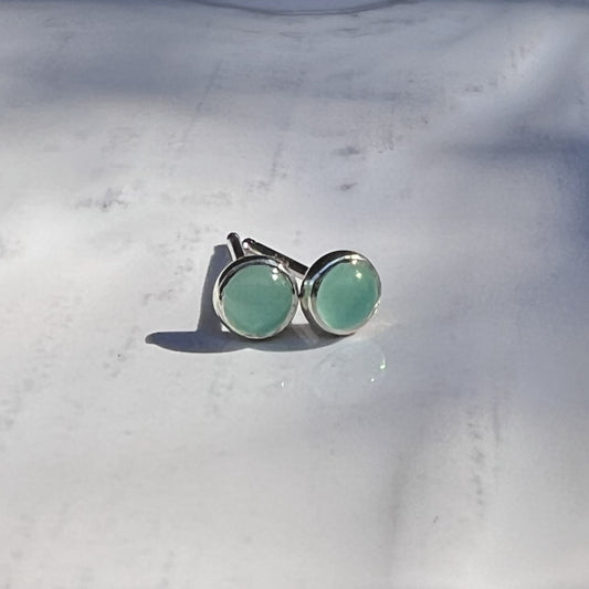 Chrysoprase Earrings in the sunlight