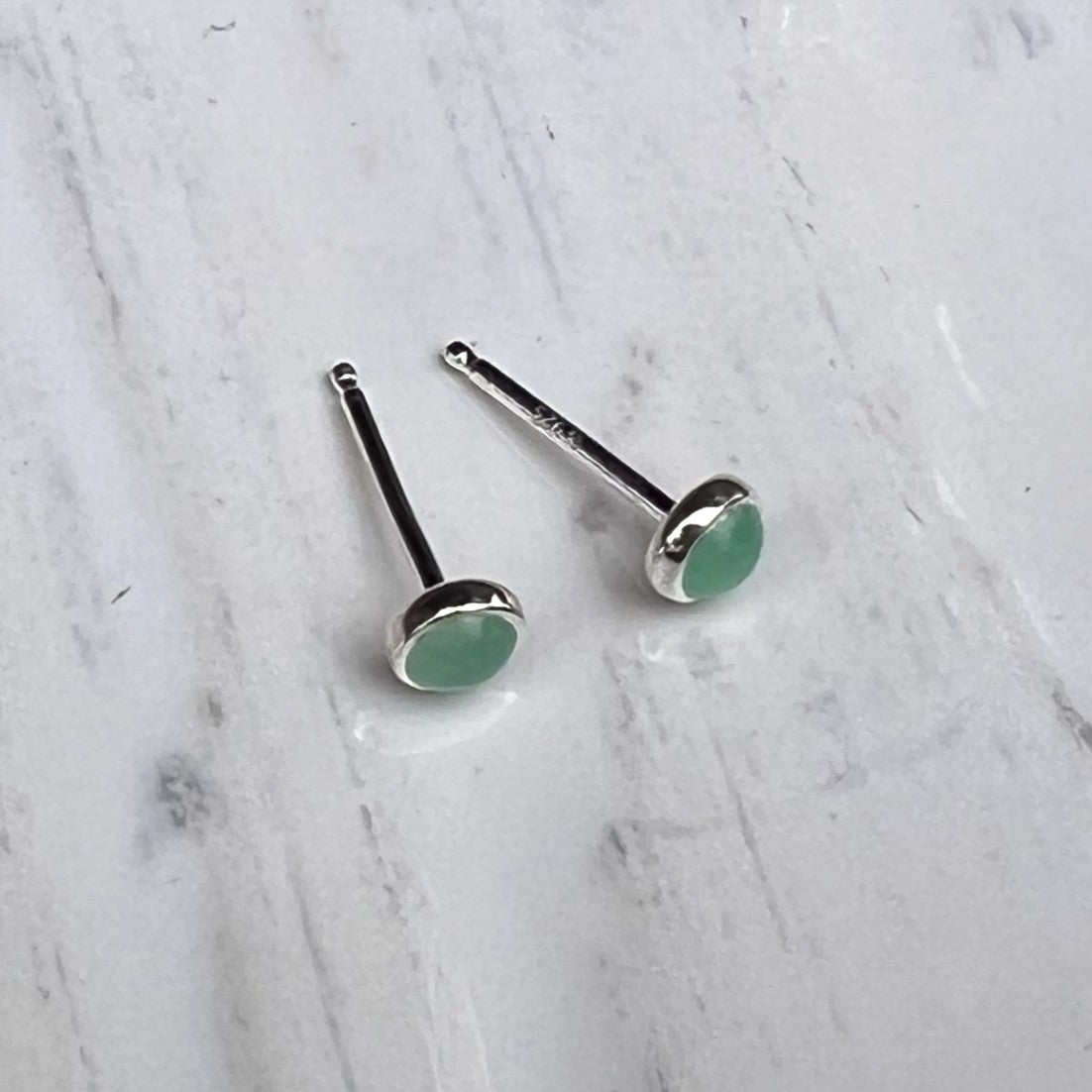 Chrysoprase Earrings top view