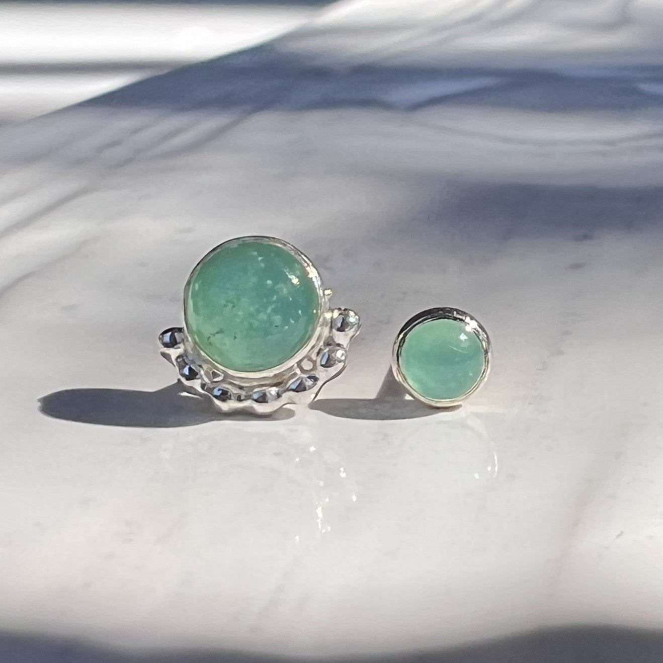 Comparing size of Chrysoprase Earrings