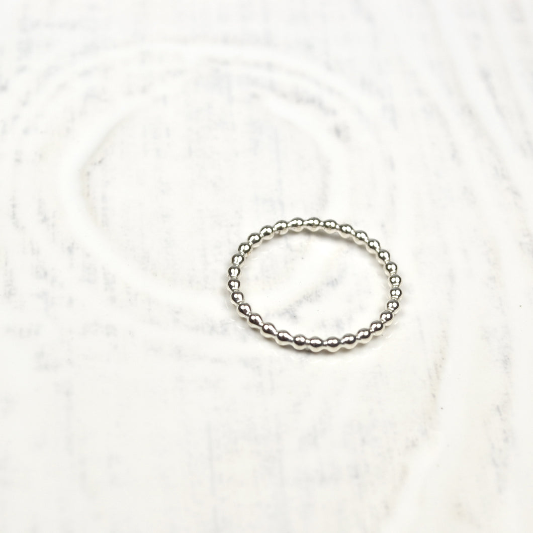 Silver Stacking Ring - Beaded Style