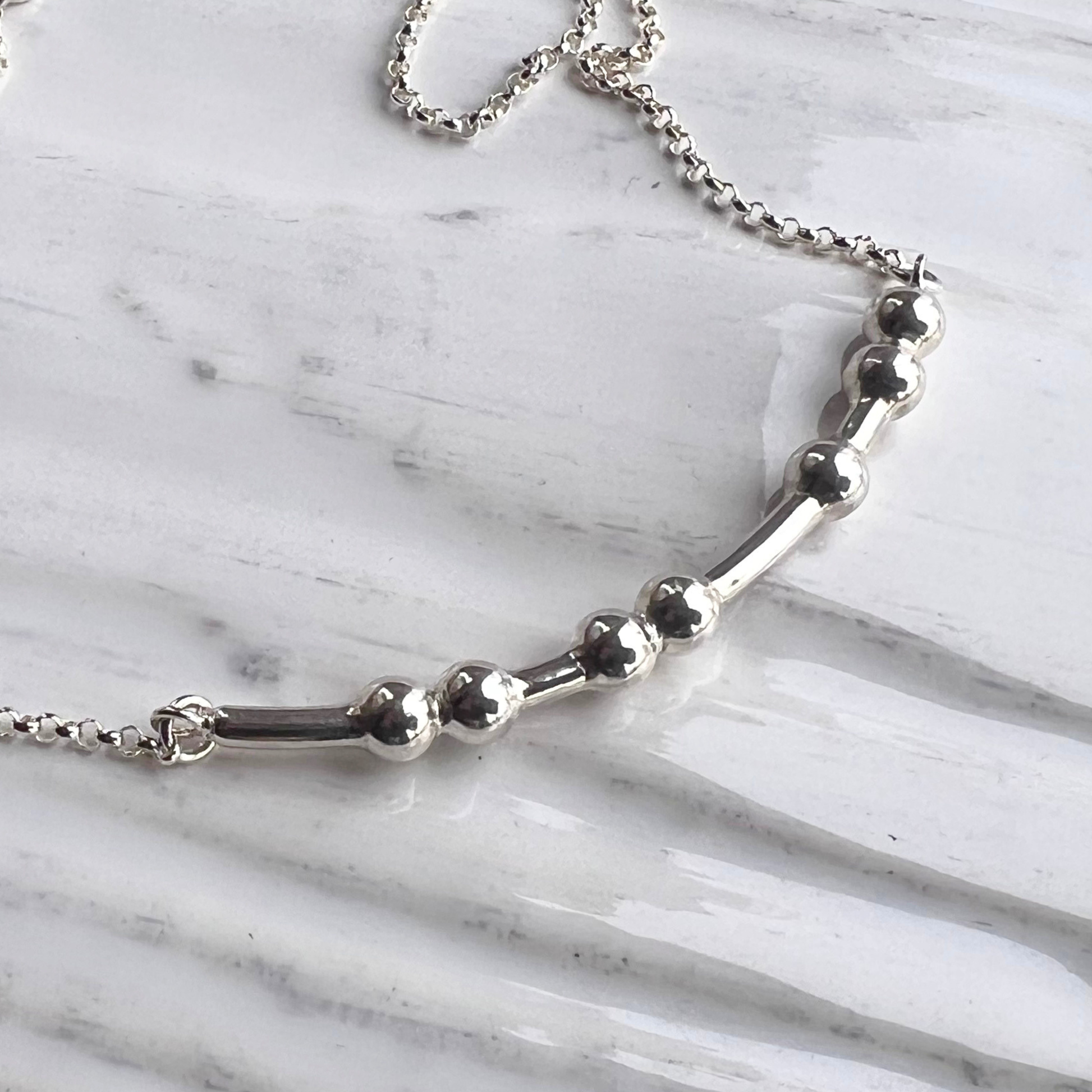 Grace Morse Code Necklace closeup
