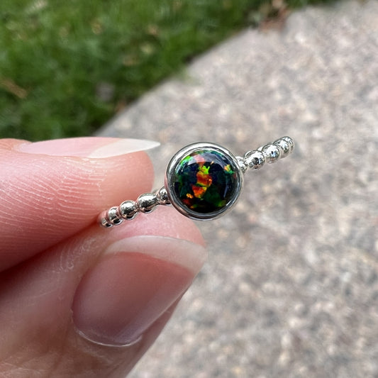 Medium Black Opal Stacking Ring
