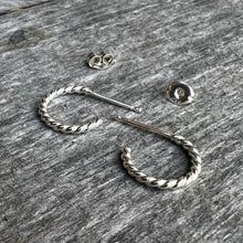 Load image into Gallery viewer, Silver Rope Hoop Studs