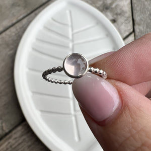 Large Rose Quartz Silver Ring