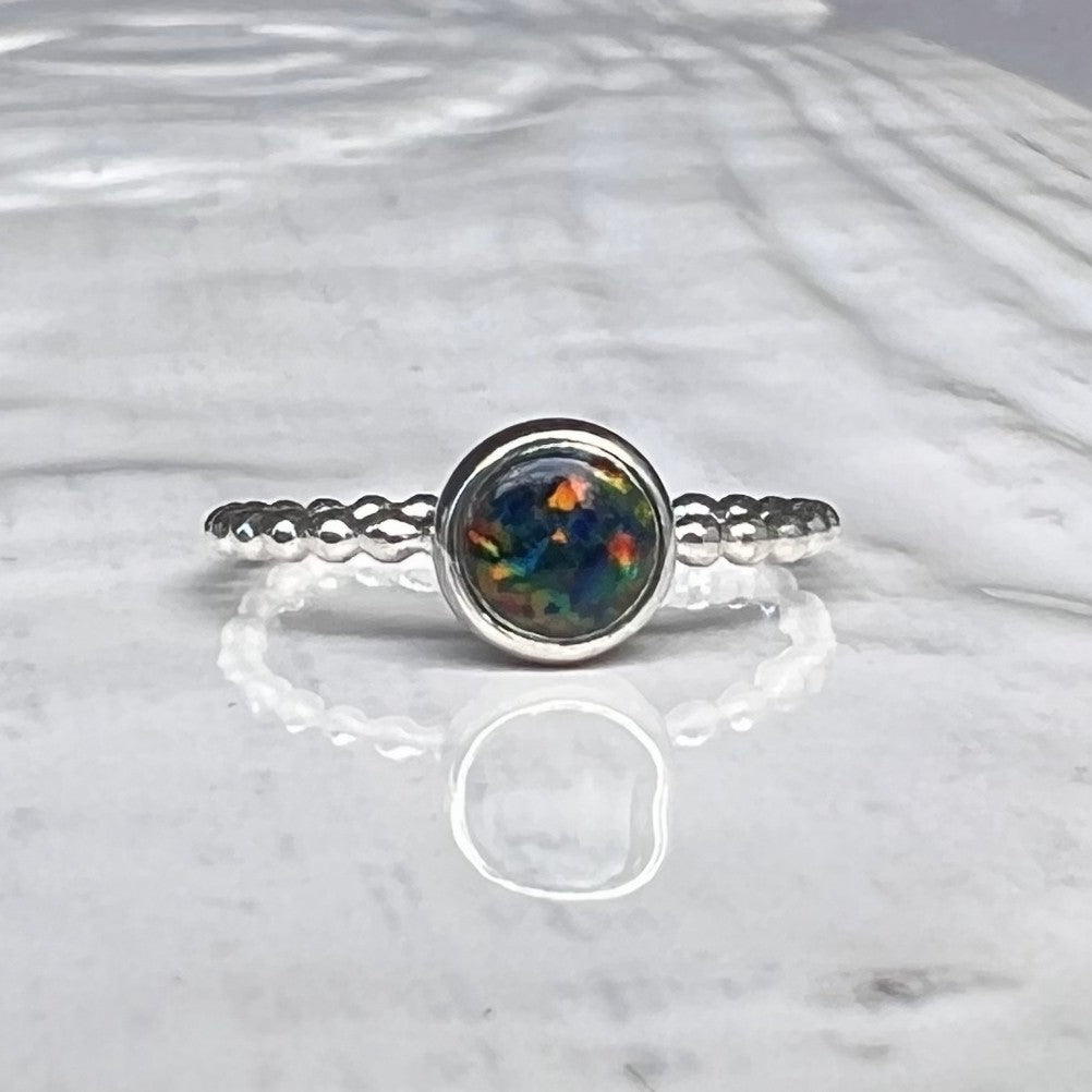 Large Black Opal Stacking Ring