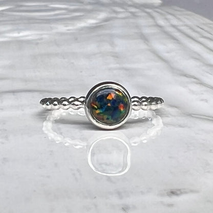 Large Black Opal Stacking Ring