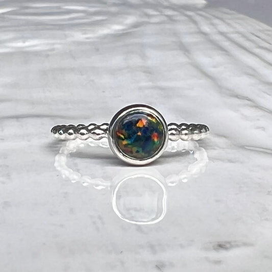Large Black Opal Stacking Ring