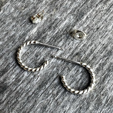 Load image into Gallery viewer, Silver Rope Hoop Studs