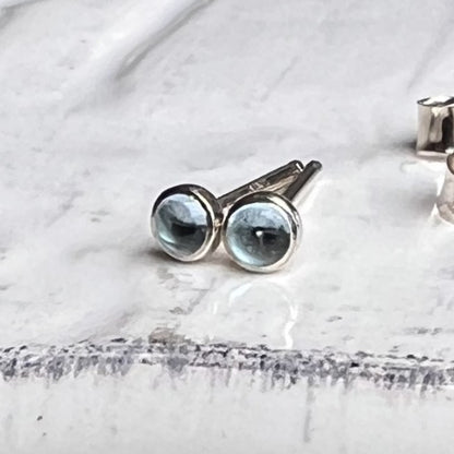Swiss Blue Topaz Mini Stud Earrings