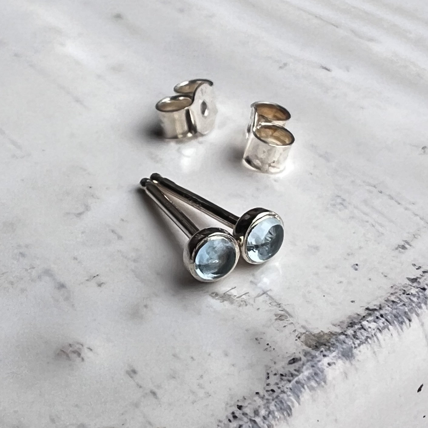 Swiss Blue Topaz Mini Stud Earrings