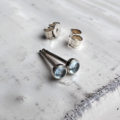 Swiss Blue Topaz Mini Stud Earrings
