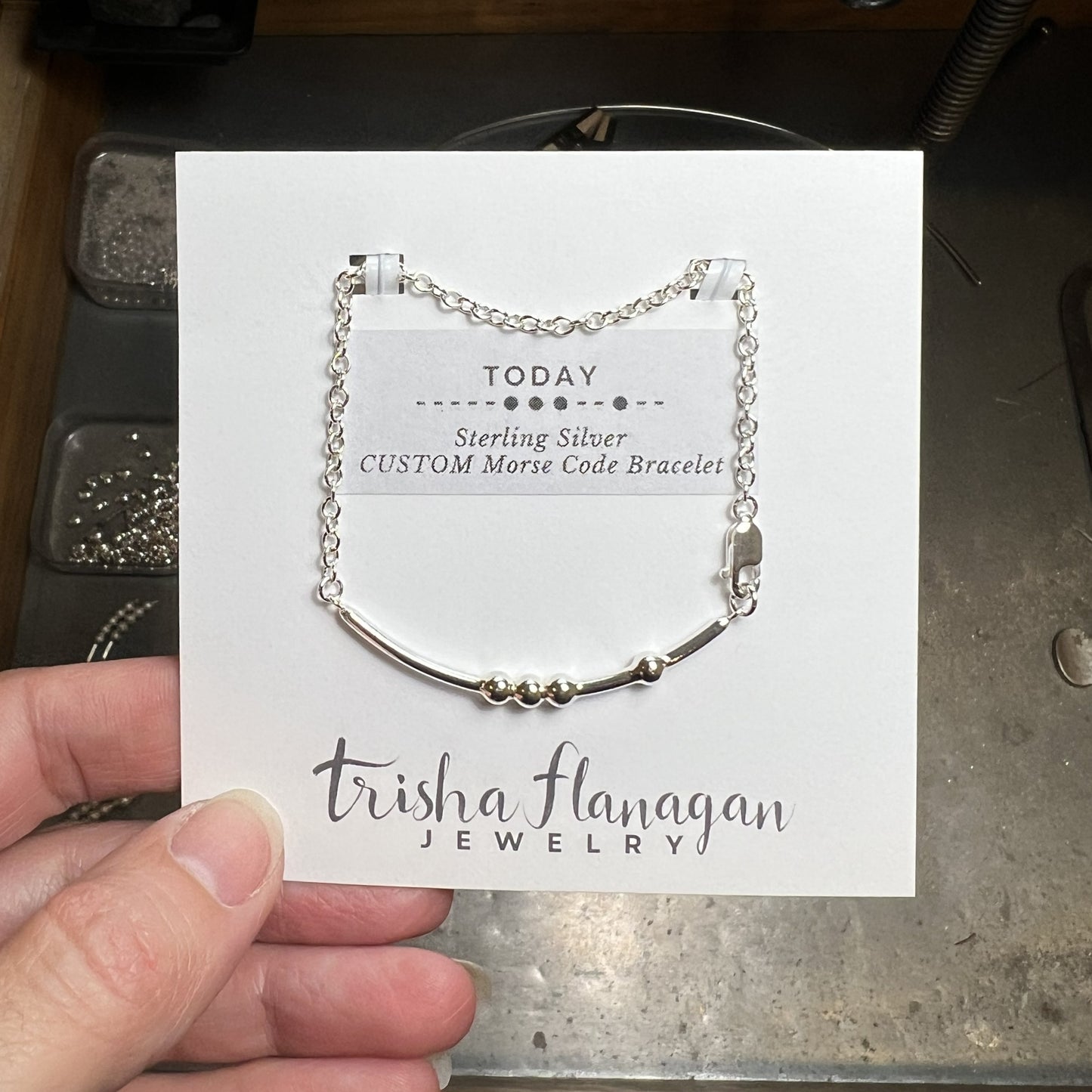 Personalized CUSTOM Word Morse Code Chain Bracelet