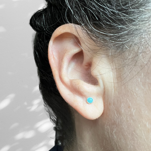 Wearing mini Turquoise Earring Studs