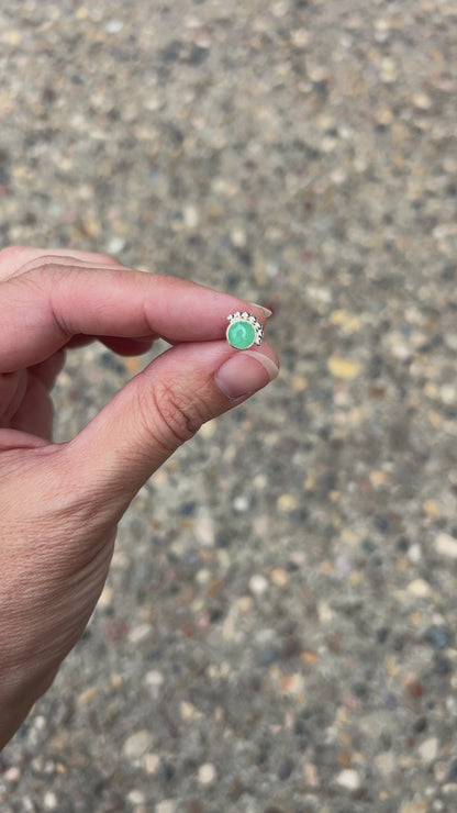 Holding Chrysoprase Earrings