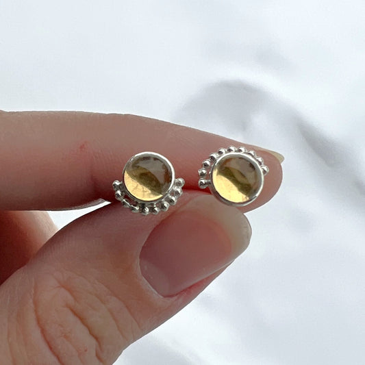 Large Citrine Eyelash Stud Earrings