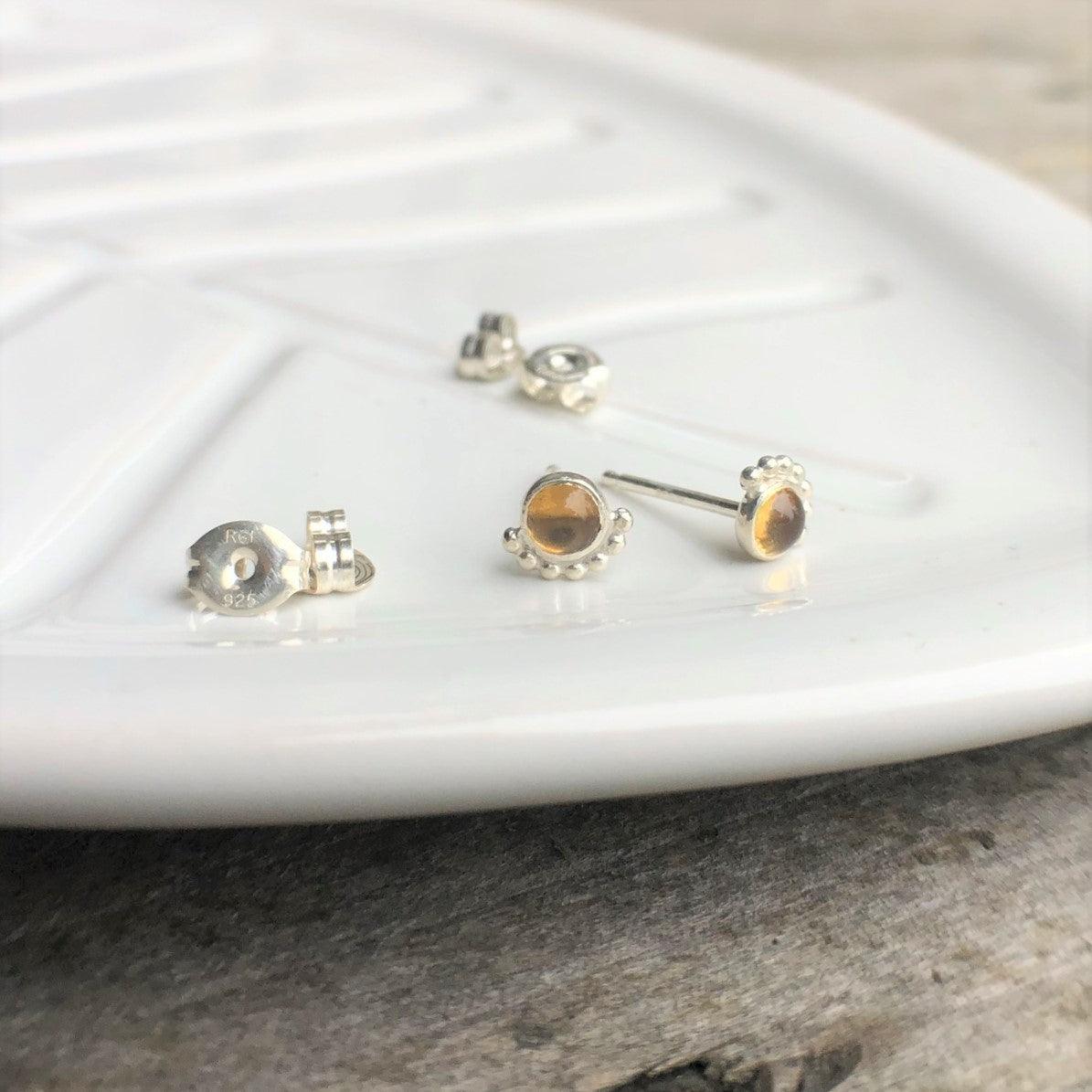 Citrine Eyelash Stud Earrings - Trisha Flanagan