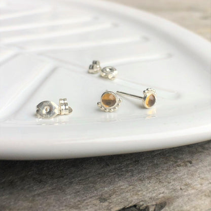 Citrine Eyelash Stud Earrings - Trisha Flanagan