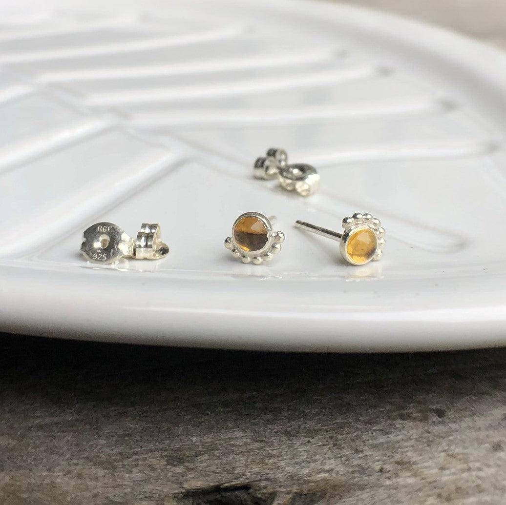 Citrine Eyelash Stud Earrings - Trisha Flanagan