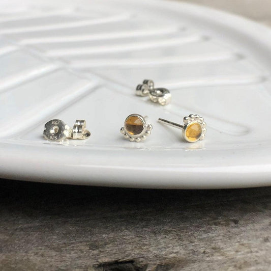Citrine Eyelash Stud Earrings - Trisha Flanagan