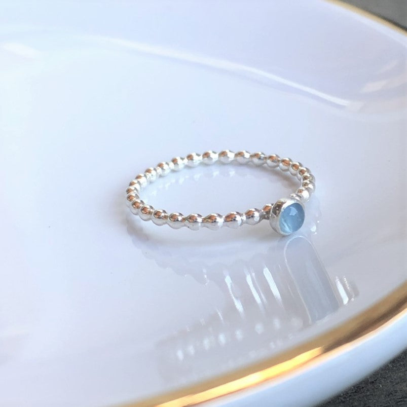 Mini Aquamarine Silver Ring - Trisha Flanagan