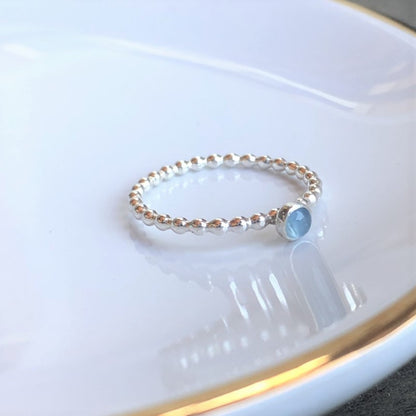 Mini Aquamarine Silver Ring - Trisha Flanagan