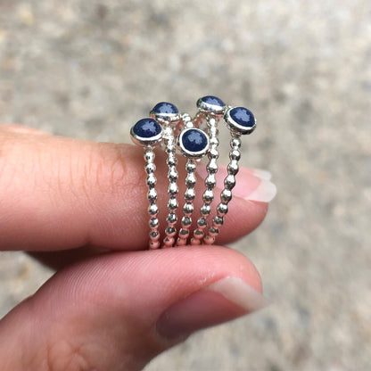 Small Sapphire Silver Stacking Ring