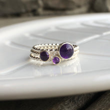 Load image into Gallery viewer, 3 different Amethyst Silver Rings - Trisha Flanagan