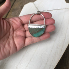 Load image into Gallery viewer, Hand holding the Silver Oval Agate Statement Pendant back view -Trisha Flanagan