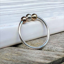 Load image into Gallery viewer, Polished Fidget Ring with silver, yellow gold-filled and rose gold-filled fidget beads - Trisha Flanagan