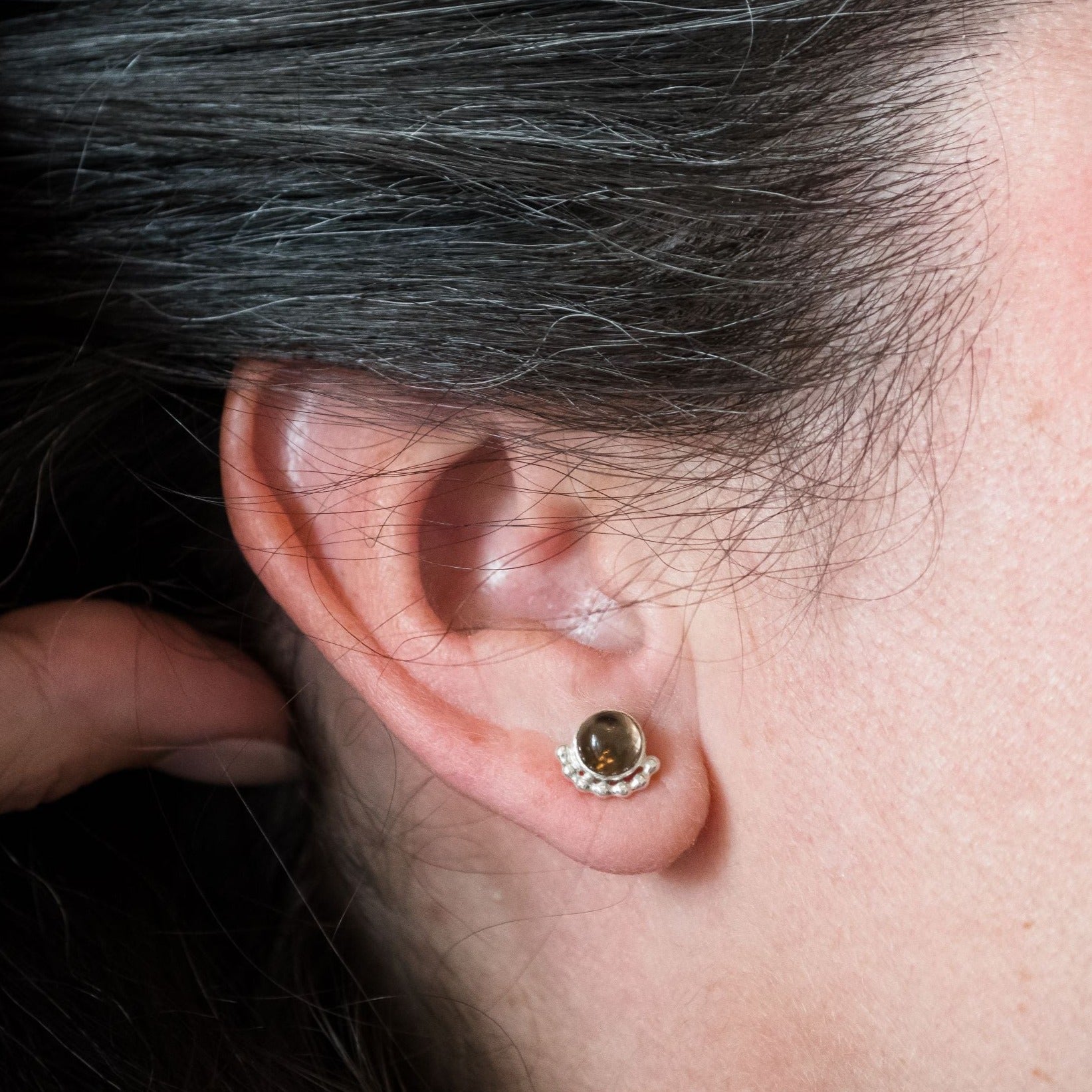 Wearing Large Eyelash Stud