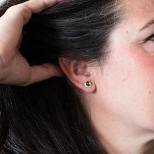 Load image into Gallery viewer, Woman wearing a Large gemstone Eyelash stud earring - Trisha Flanagan